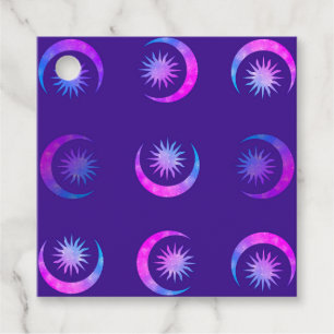 Étiquettes Cadeau Forfait Violet Indigo Purple Moon & Sun Zen Party