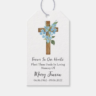 Étiquettes-cadeau Forget me not Cross Memorial Funeral Seed Packet