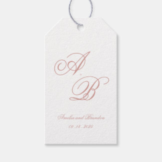 Étiquettes-cadeau Formal Classic Dusty Rose Monogram Script Wedding