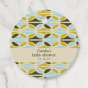 Étiquettes Cadeau Formes Abstraites Baby shower personnalisé bleu ve