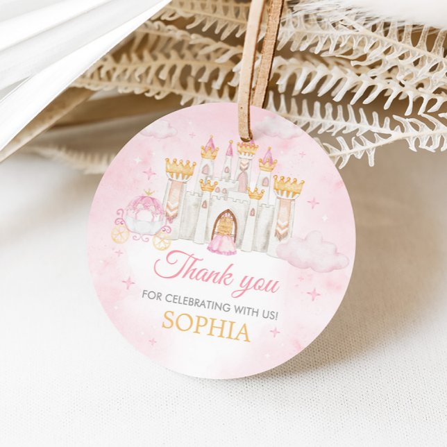 Étiquettes Cadeau Four Ever a Princess Birthday Party Round (Four Ever a Princess Birthday Party Favor Tags)