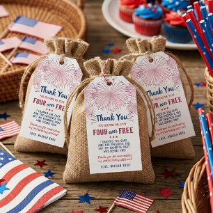 Étiquettes-cadeau Four Ever Free ! Fête du 4 juillet Anniversaire 4