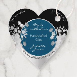 Étiquettes Cadeau Fournitures Florales sur mesure Ocean Blue Silver