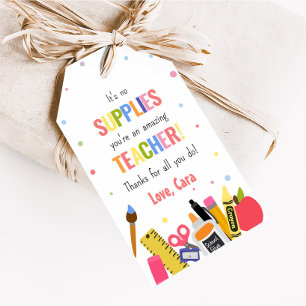 Étiquettes-cadeau Fournitures scolaires Appréciation Merci Favoriser