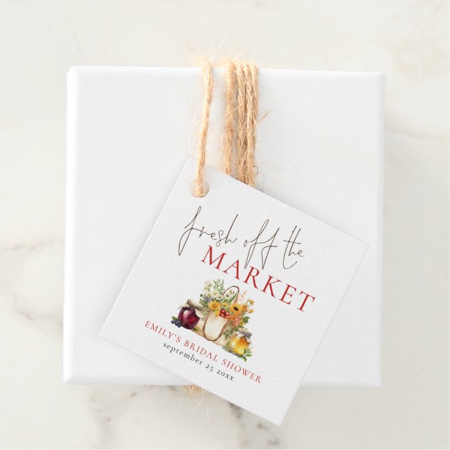 Étiquettes Cadeau Fraîche De La Fête des mariées Du Marché (En situation)