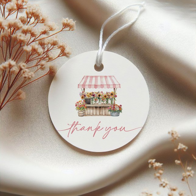 Étiquettes Cadeau Fraîchement à la Fête des mariées du marché (Fresh off the Market Bridal Shower Favor Tags)