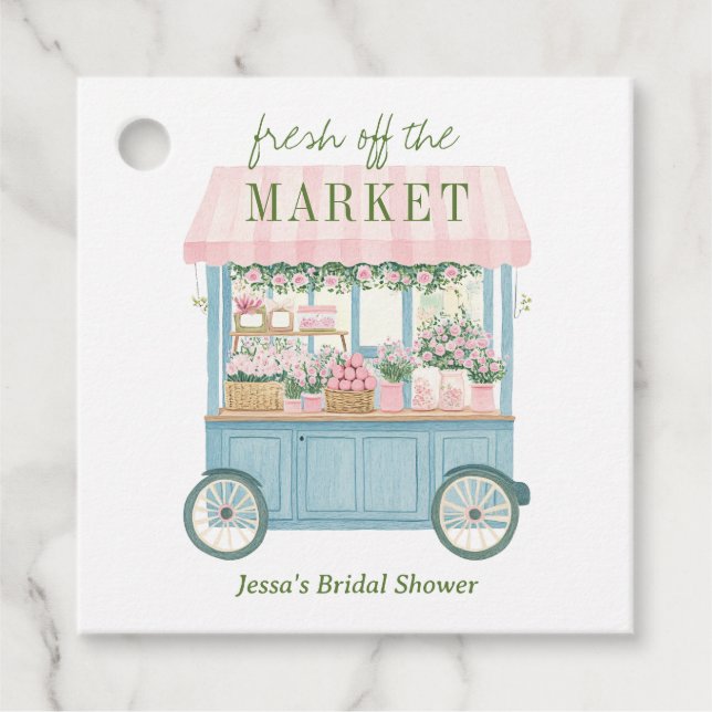 Étiquettes Cadeau Fraîchement du marché Fête des mariées de l'agricu (Devant)