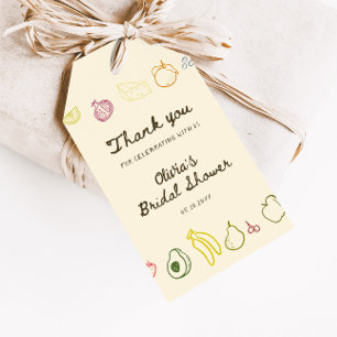 Étiquettes-cadeau Fraîchement Sorti du Marché Mariage Doux Dessiné à