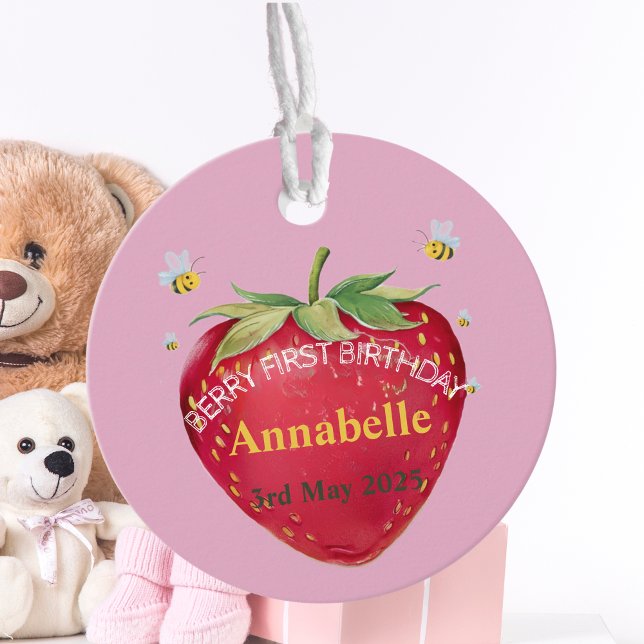 Étiquettes Cadeau Fraise 1er Anniversaire Fête Berry 1er (Créateur téléchargé)