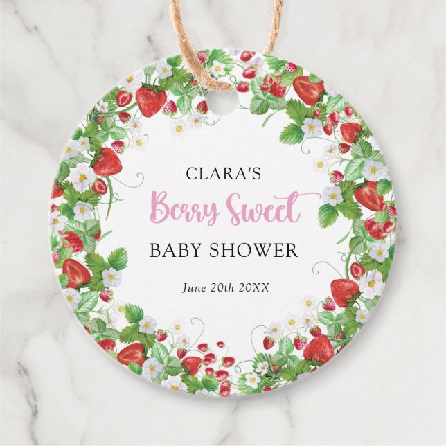Étiquettes Cadeau Fraise Baby shower Berry Sweet (Devant)