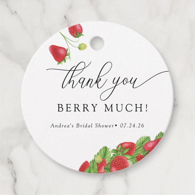 Étiquettes Cadeau Fraise | Baies Douces | Faveurs (Devant)