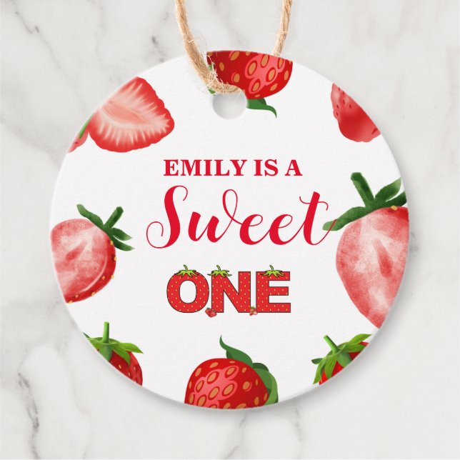 Étiquettes Cadeau Fraise Berry Sweet Anniversaire| Berry First (Devant)