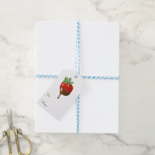 Étiquettes-cadeau Fraise recouverte de chocolat sucré 