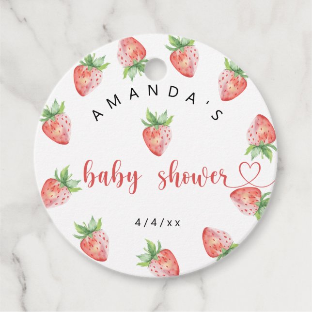 Étiquettes Cadeau Fraises - Baby shower (Devant)