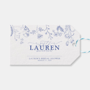 Étiquettes-cadeau Français Bleu & Blanc Victorien Douche Non Envelop