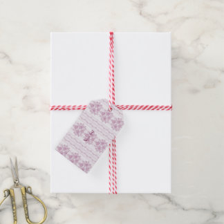 Étiquettes-cadeau français chic, rose, toile, floral, motif, victori