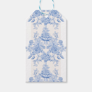 Étiquettes-cadeau français, shabby chic, vintage, bleu pâle, blanc