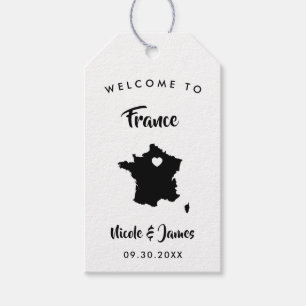 Étiquettes-cadeau France Mariage Welcome Bag Tags, Français Map