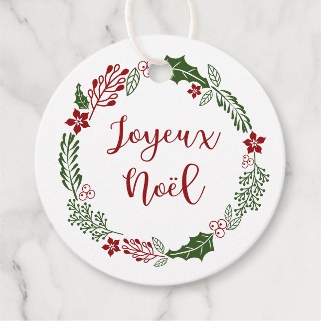 Étiquettes Cadeau French Joyeux Noël, Joyeux Noël, Custom (Devant)