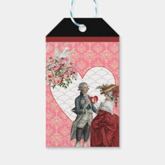 Étiquettes-cadeau French Rococo Couple et Pink Damask Valentine