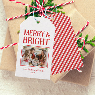 Étiquettes-cadeau Friandise Bonbon Rayé Noël Rouge Blanc