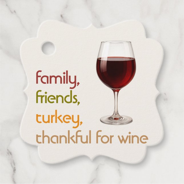 Étiquettes Cadeau Friends Food Turkey and Wine | Modern Thanksgiving (Devant)