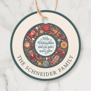 Étiquettes Cadeau Frohe Weihnachten Wreath