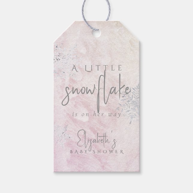 Étiquettes-cadeau Frozen Little Snowflake Pink Girl Baby Shower (Devant)