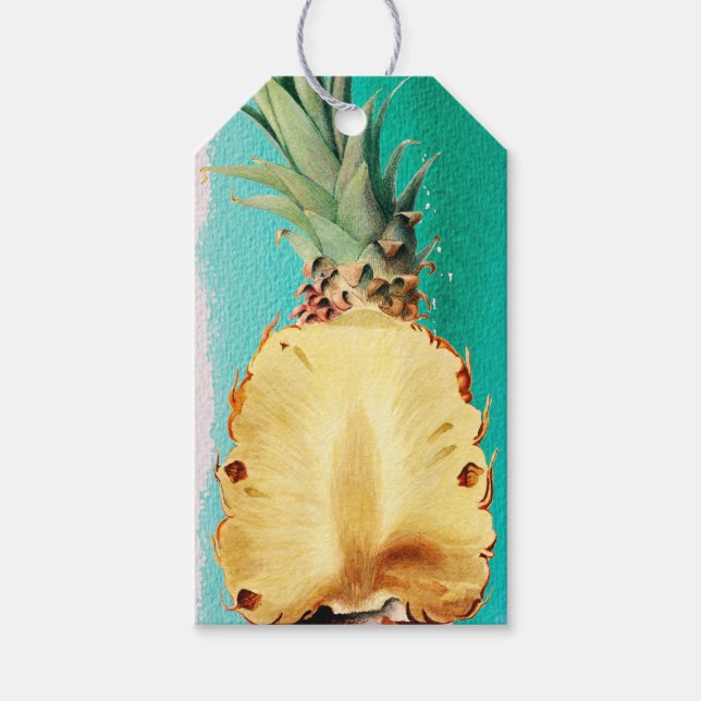 Étiquettes-cadeau Fruit d'ananas tropical d'été Fête d'anniversaire (Devant)