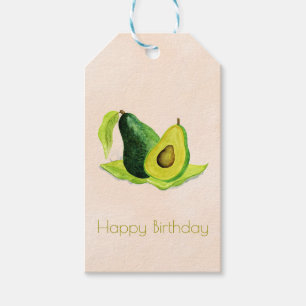 Étiquettes-cadeau Fruit vert Avocado en aquarelles Joyeux anniversai
