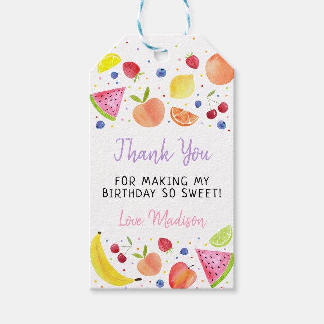 Étiquettes-cadeau Fruits à deux tti Deuxième anniversaire (Devant)