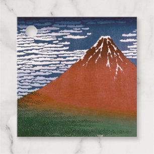 Étiquettes Cadeau Fuji rouge, Aka Fujiyama Volcan Katsushika Hokusai