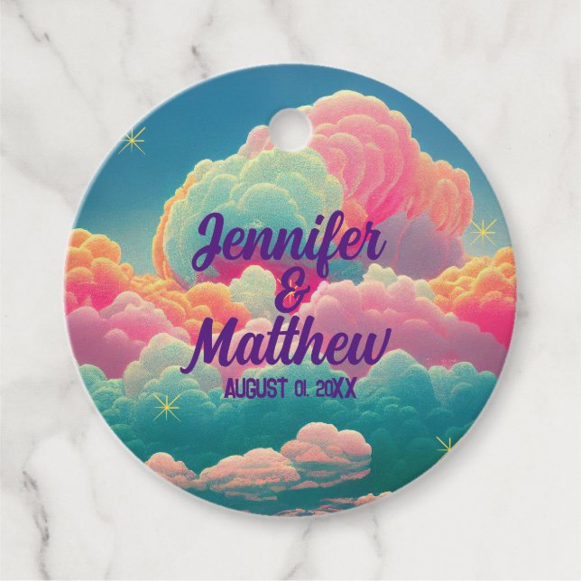 Étiquettes Cadeau Fun Pastel Cotton Candy Nuages (Devant)