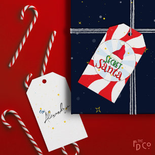 Étiquettes-cadeau Fun Retro Secret Père Noël Pepperment Candy Swirl