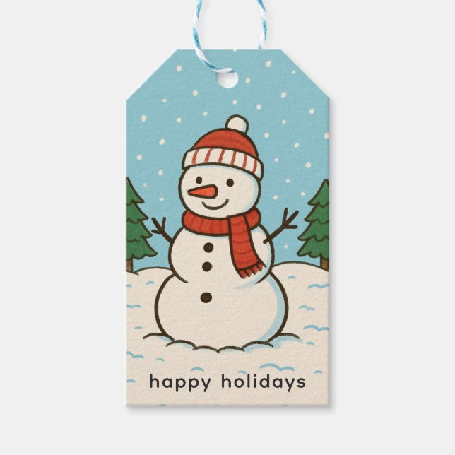 Étiquettes-cadeau Fun Snowman mignon Noël (Devant)