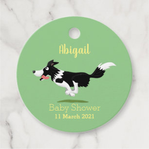 Étiquettes Cadeau Funny Border Collie chien en course dessin animé