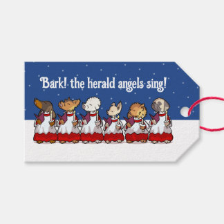Étiquettes-cadeau Funny Carol Singing Dogs Christmas Pug Pomeranian