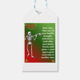 Étiquettes-cadeau Funny Christmas Skeleton Wishes for man