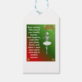 Étiquettes-cadeau Funny Christmas Skeleton Wishes for woman