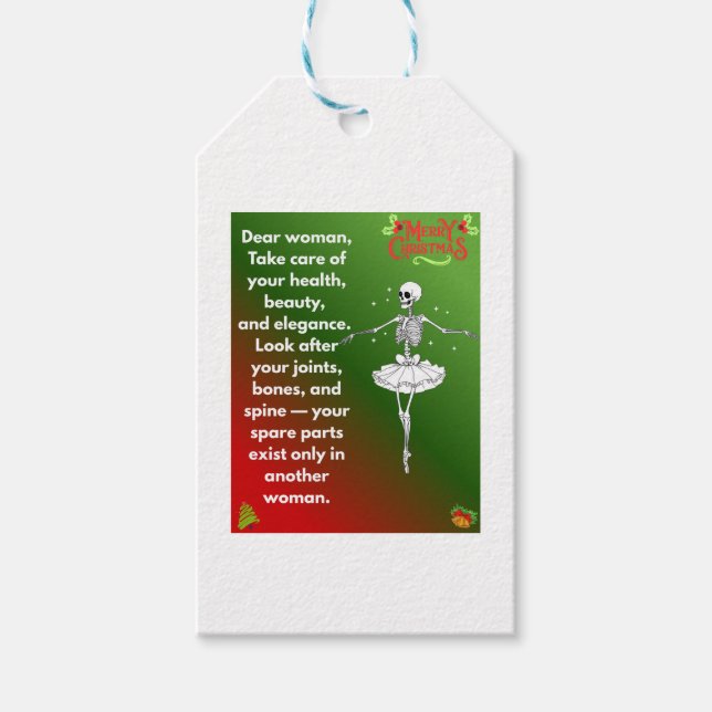 Étiquettes-cadeau Funny Christmas Skeleton Wishes for woman (Devant)