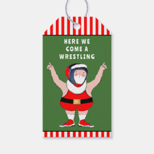 Étiquettes-cadeau Funny Christmas Wrestler Holiday Wrestler