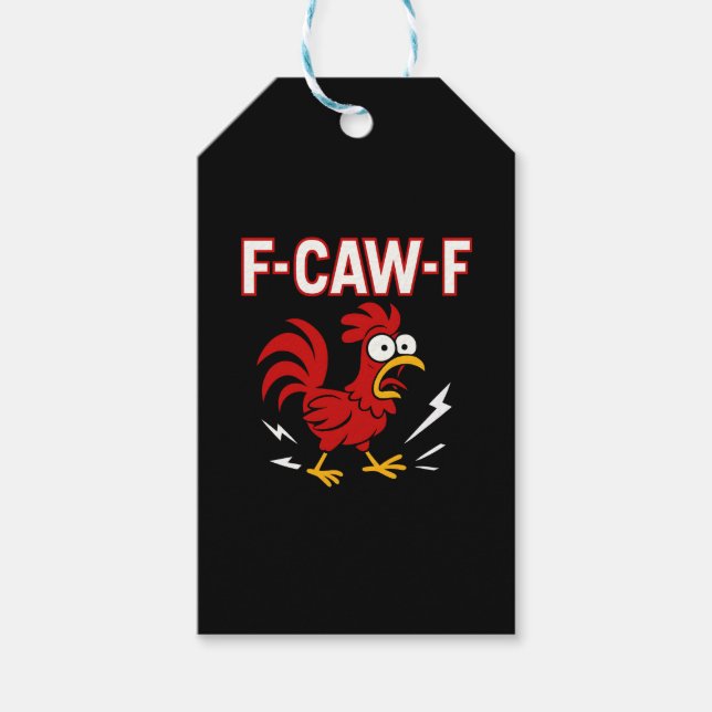 Étiquettes-cadeau Funny Crazy Rooster F-CAW-F Mème (Devant)