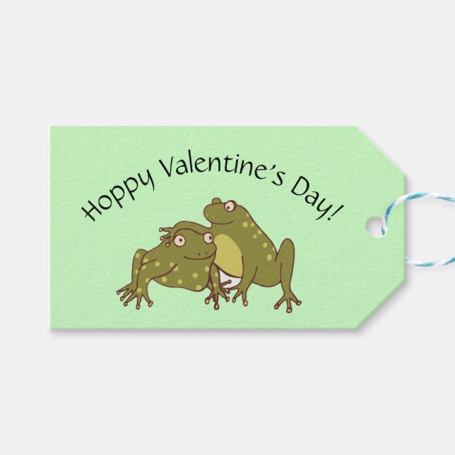 Étiquettes-cadeau Funny Cute Valentines Jour Hoppy Frogs In Love (Devant (Horizontal))
