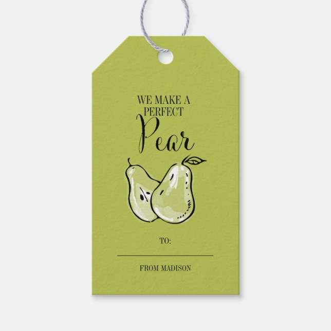 Étiquettes-cadeau Funny Fruit Pun Perfect Pear Valentine Tags cadeau (Devant)