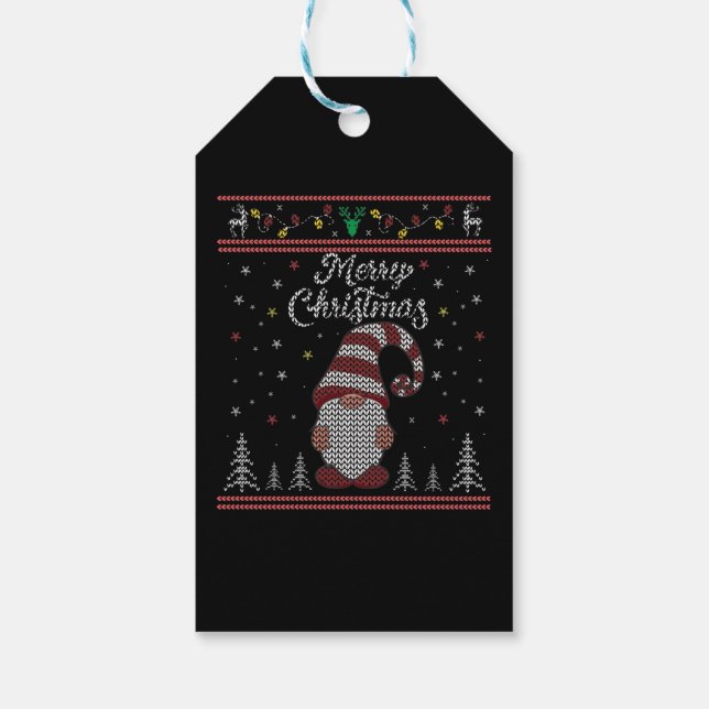 Étiquettes-cadeau Funny Gnome Joyeux Noël (Dos)