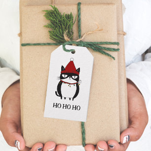 Étiquettes-cadeau Funny Grouchy Chat Catmas Humour Noël
