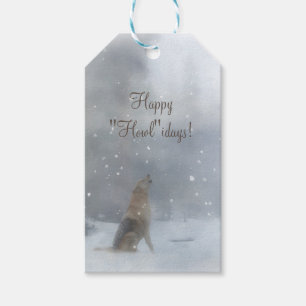 Étiquettes-cadeau Funny Happy Holidays Tags cadeaux avec Wolf et nei