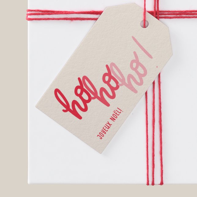 Étiquettes-cadeau Funny Hohoho Joyeux Noel Red Pink Typography (Créateur téléchargé)
