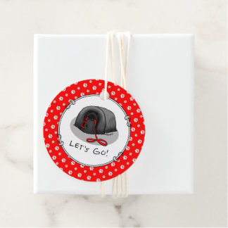 Étiquettes Cadeau Funny Let's Go! for a Walk Pekingese Dog (black)