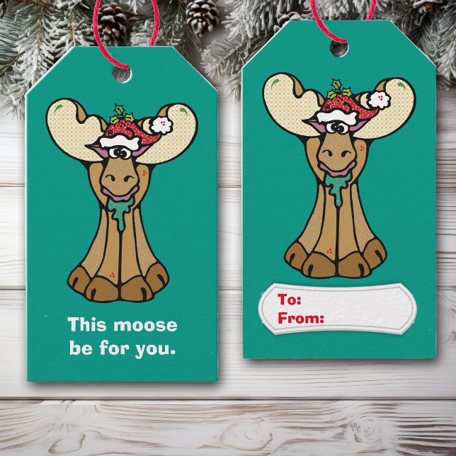Étiquettes-cadeau Funny Moose Be for You Christmas (Créateur téléchargé)